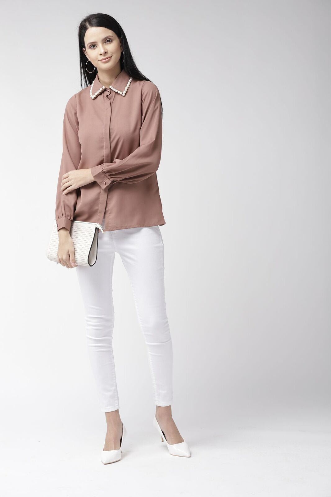 plusS Women Brown Solid Casual Shirt