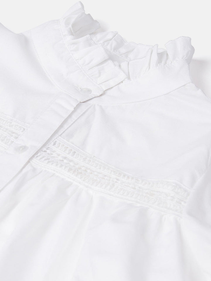 plusS Attractive White Ruched and Smocked Shirt