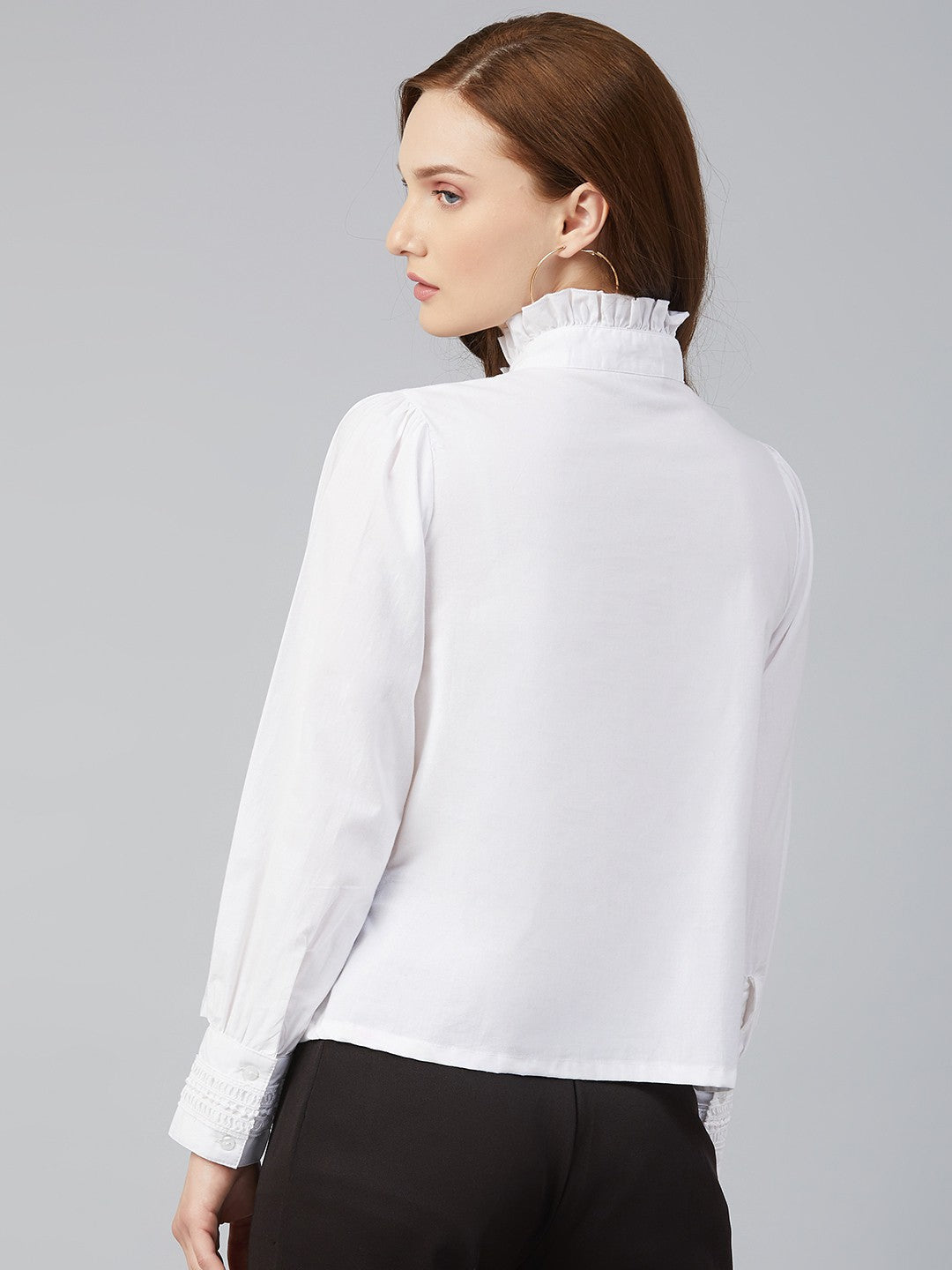 plusS Attractive White Ruched and Smocked Shirt