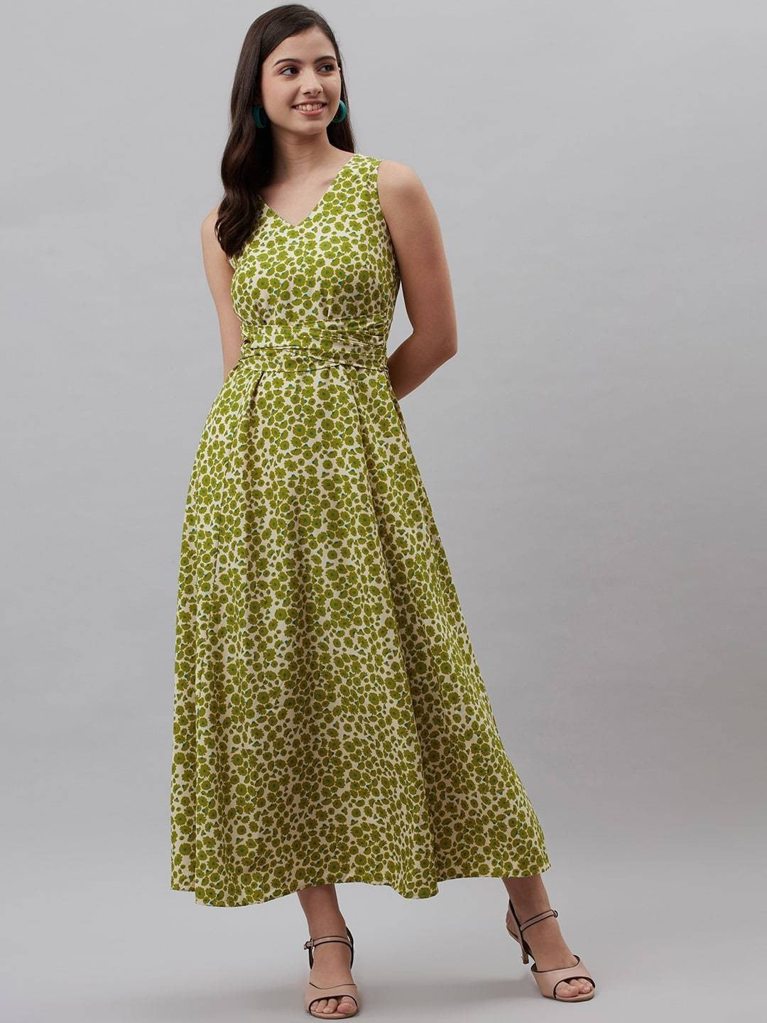 plusS Green  Off White Floral Print Maxi Dress