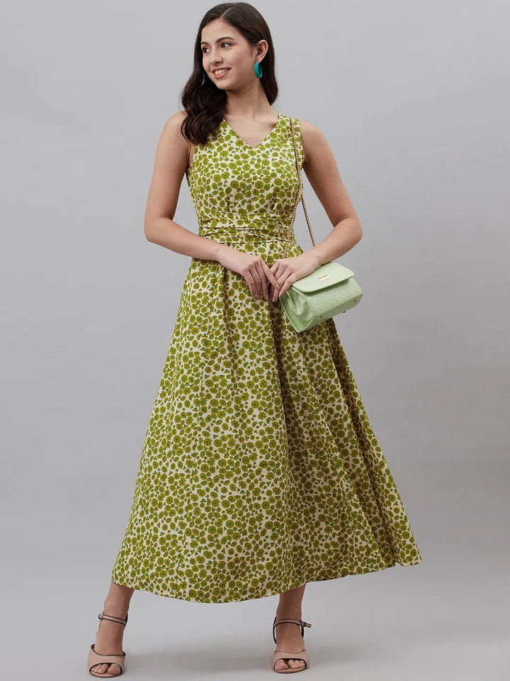 plusS Green  Off White Floral Print Maxi Dress