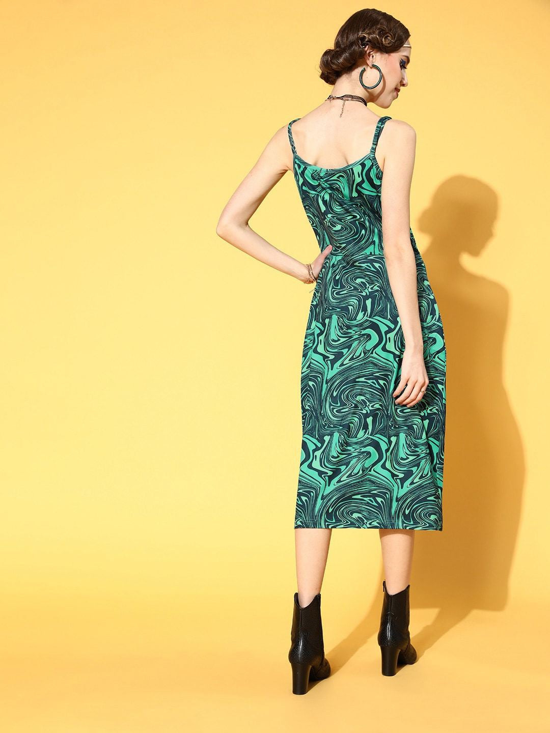 plusS Green A-Line Midi Dress