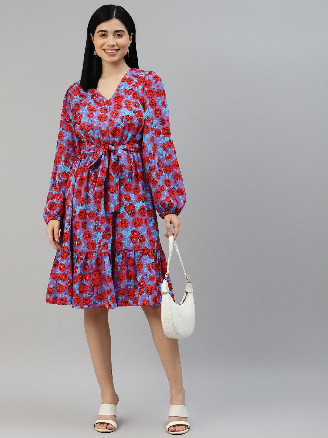 plusS Purple  Red Floral A-Line Dress