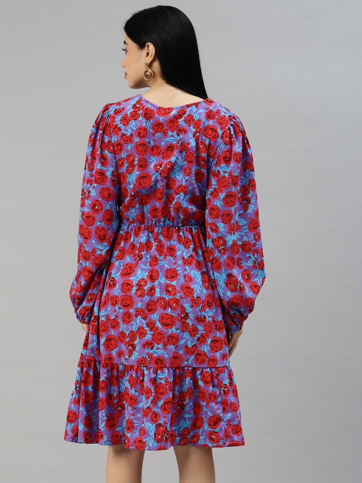 plusS Purple  Red Floral A-Line Dress