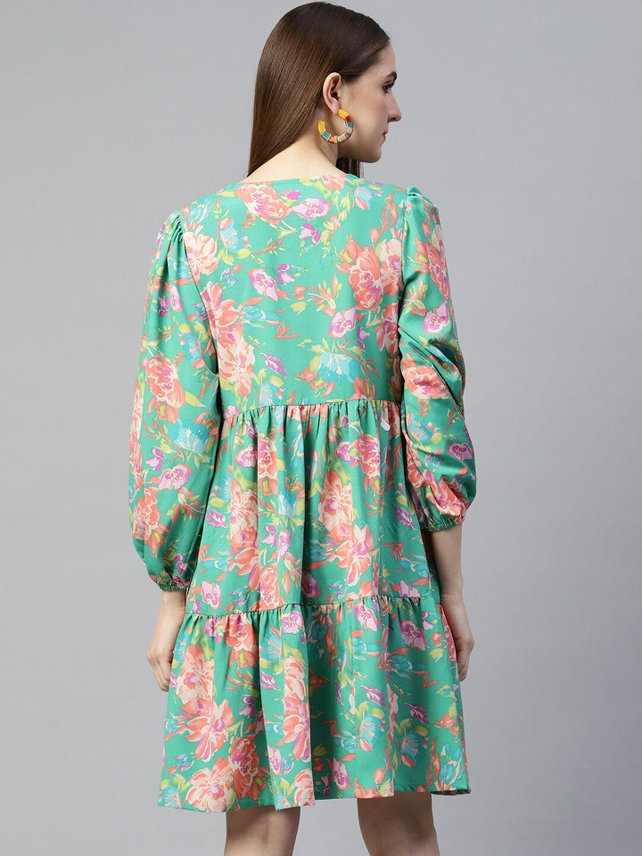 plusS Green  Pink Floral Dress