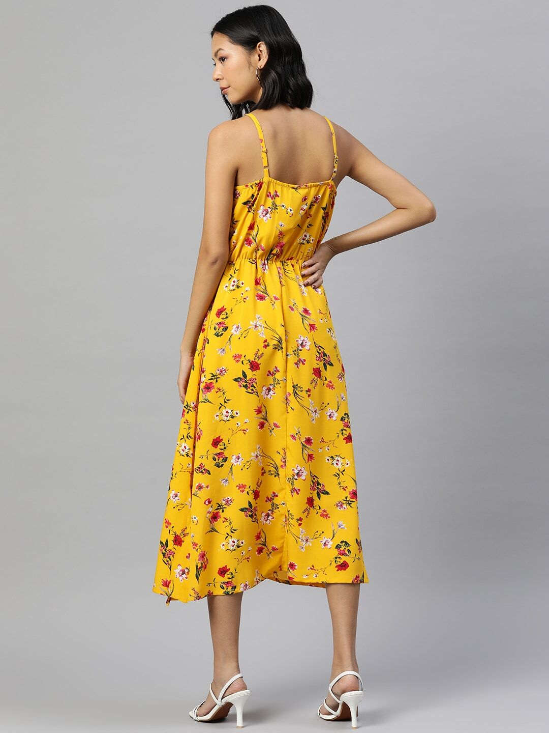 plusS Floral Print A-Line Midi Dress