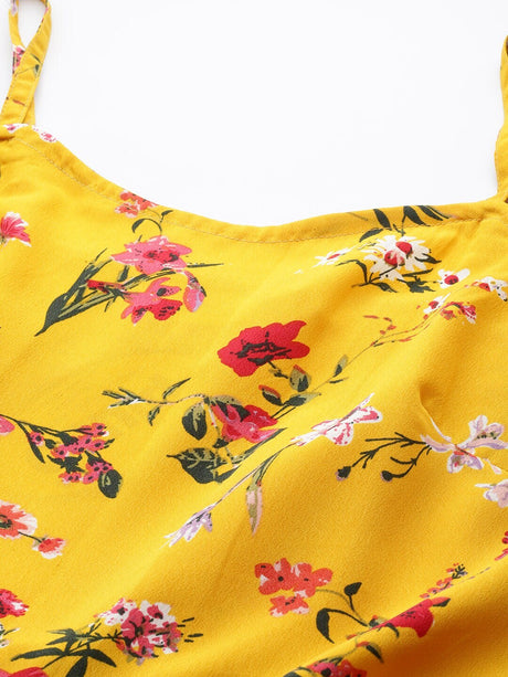 plusS Floral Print A-Line Midi Dress