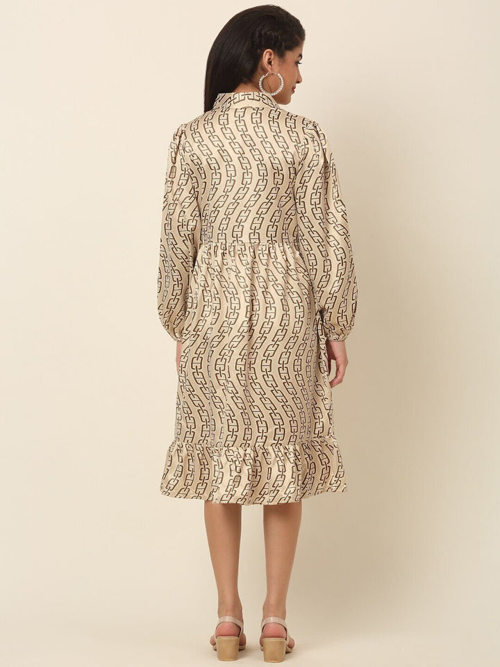 plusS Beige Animal Print Shirt Dress