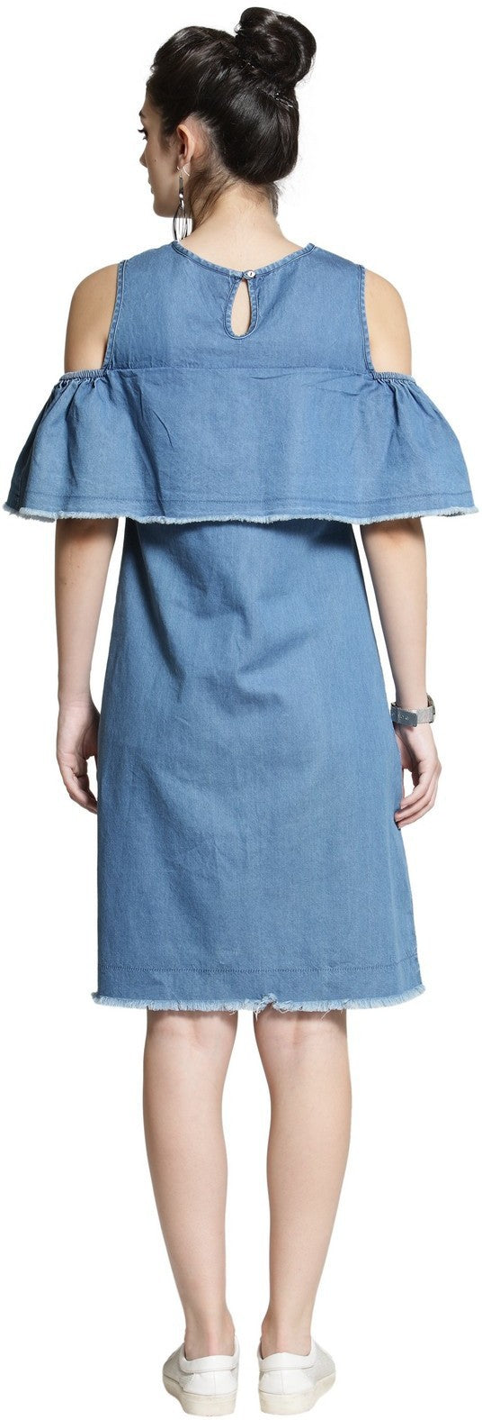 plusS Women Blue Embellished A-Line Dress