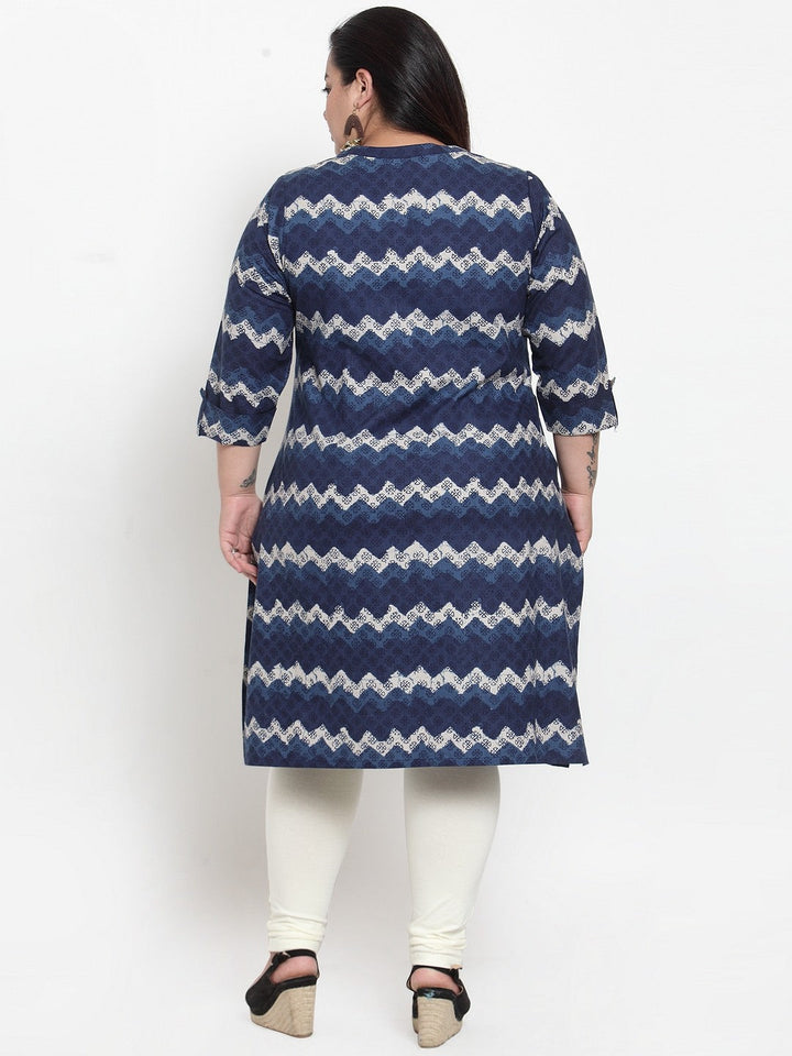 Off-White Printed Straight Kurta