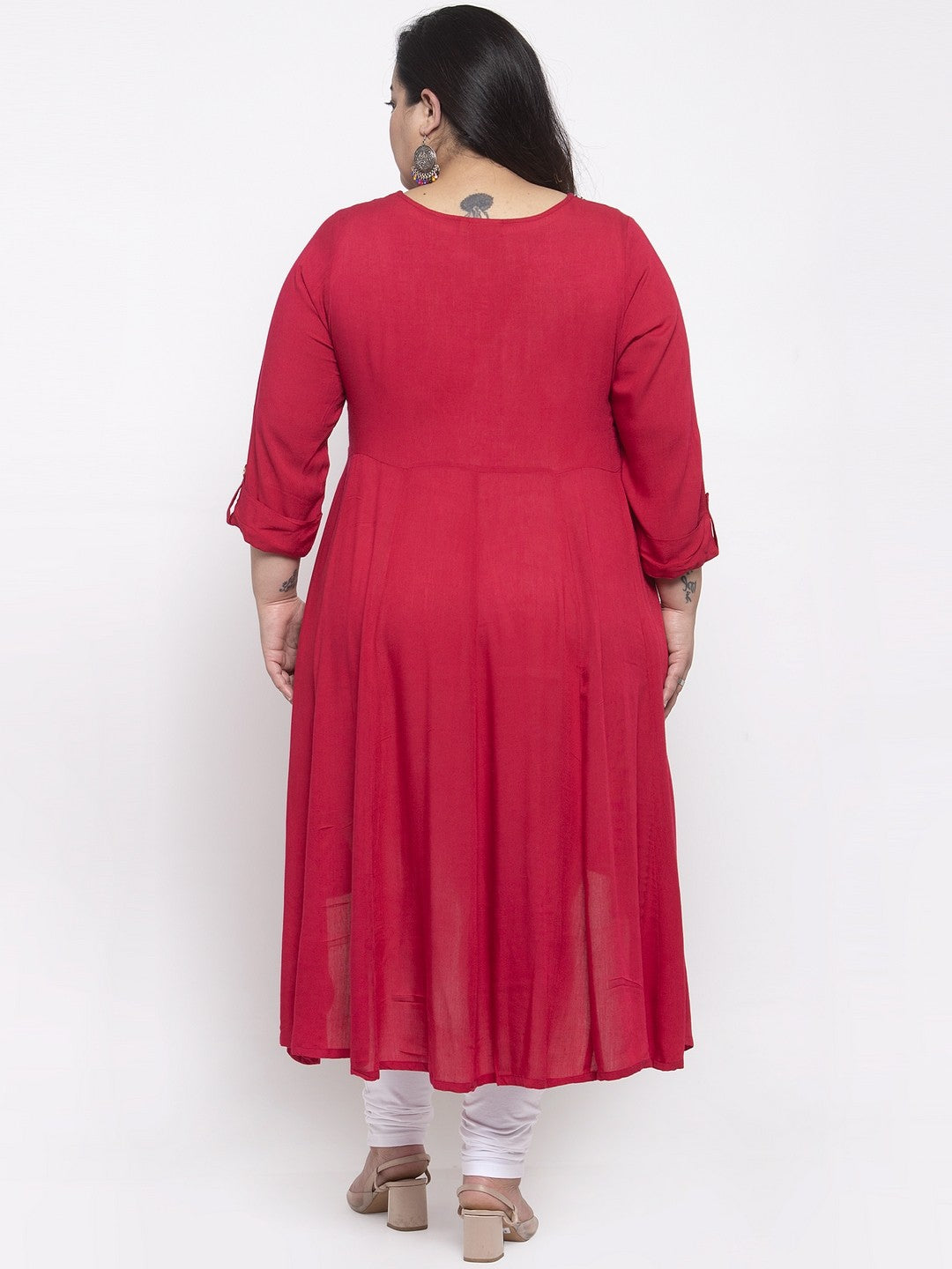 Red Yoke Design Anarkali Kurta