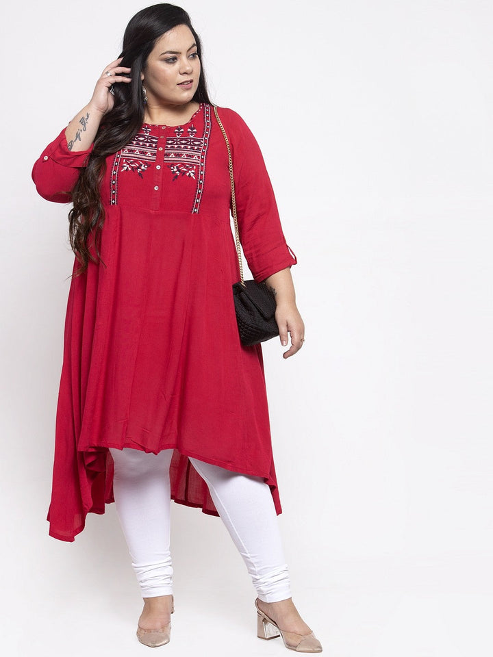 Red Yoke Design Anarkali Kurta