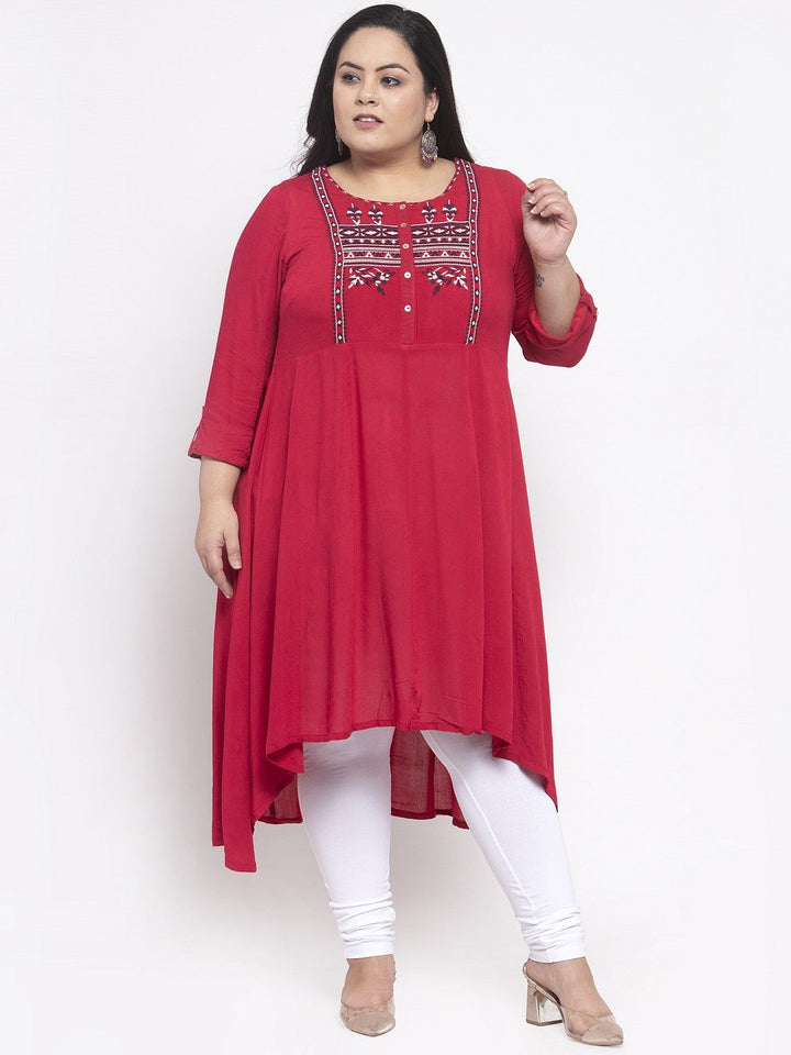 Red Yoke Design Anarkali Kurta