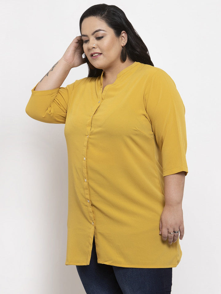 plusS Women Yellow Solid Tunic