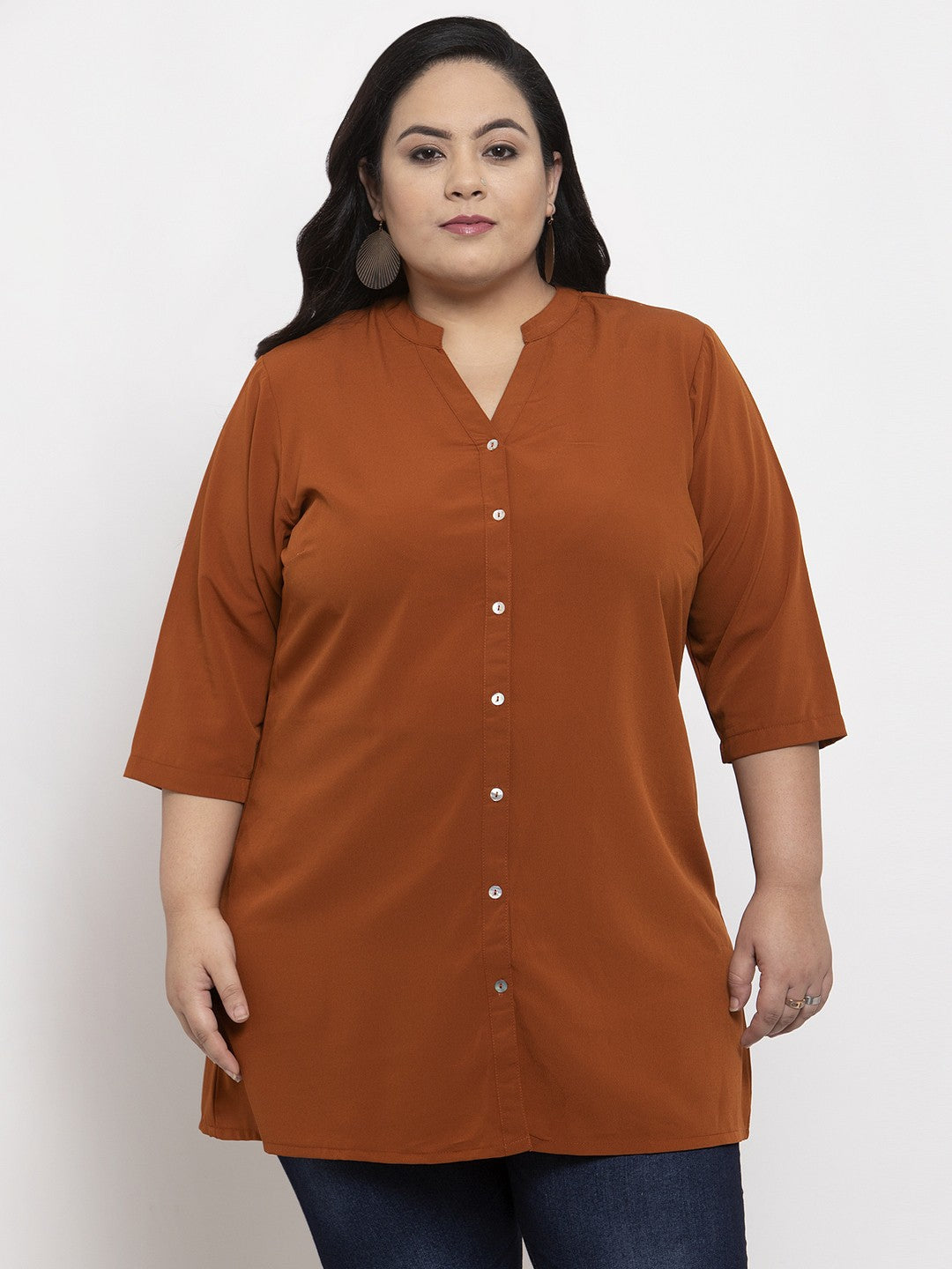 plusS Women Brown Solid Tunic