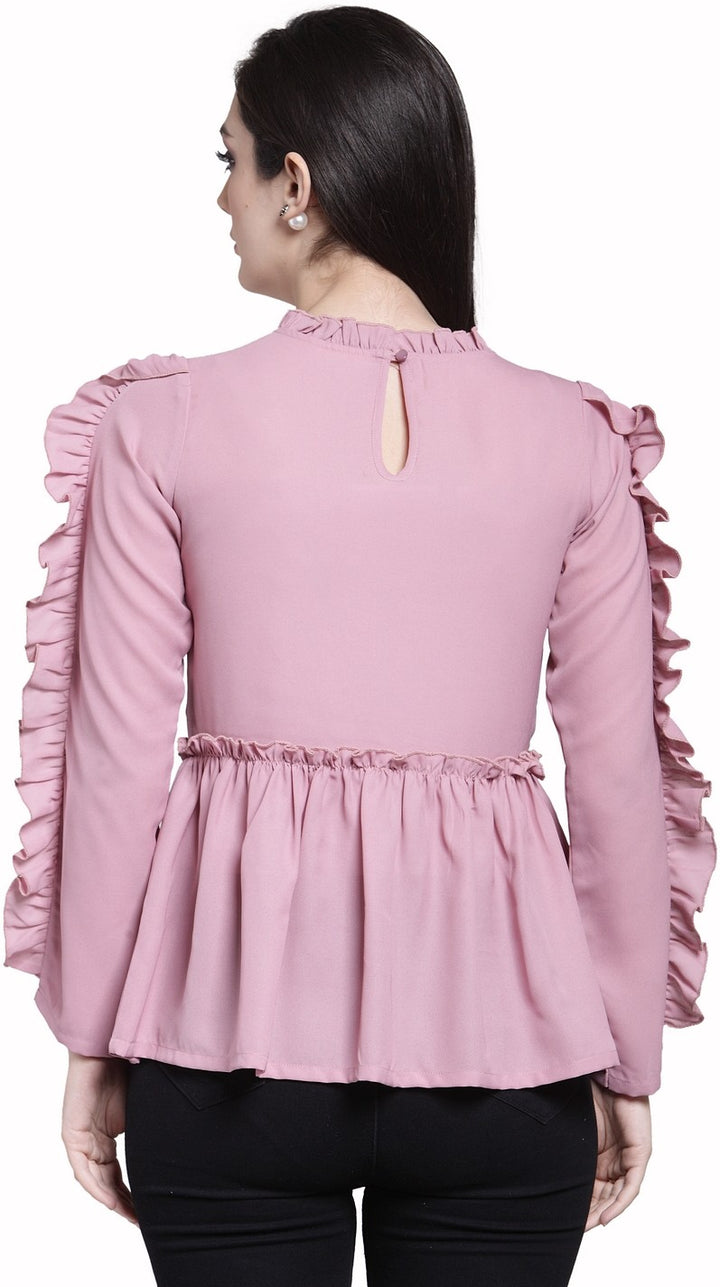 plusS Mauve Embroidered Cinched Waist Top