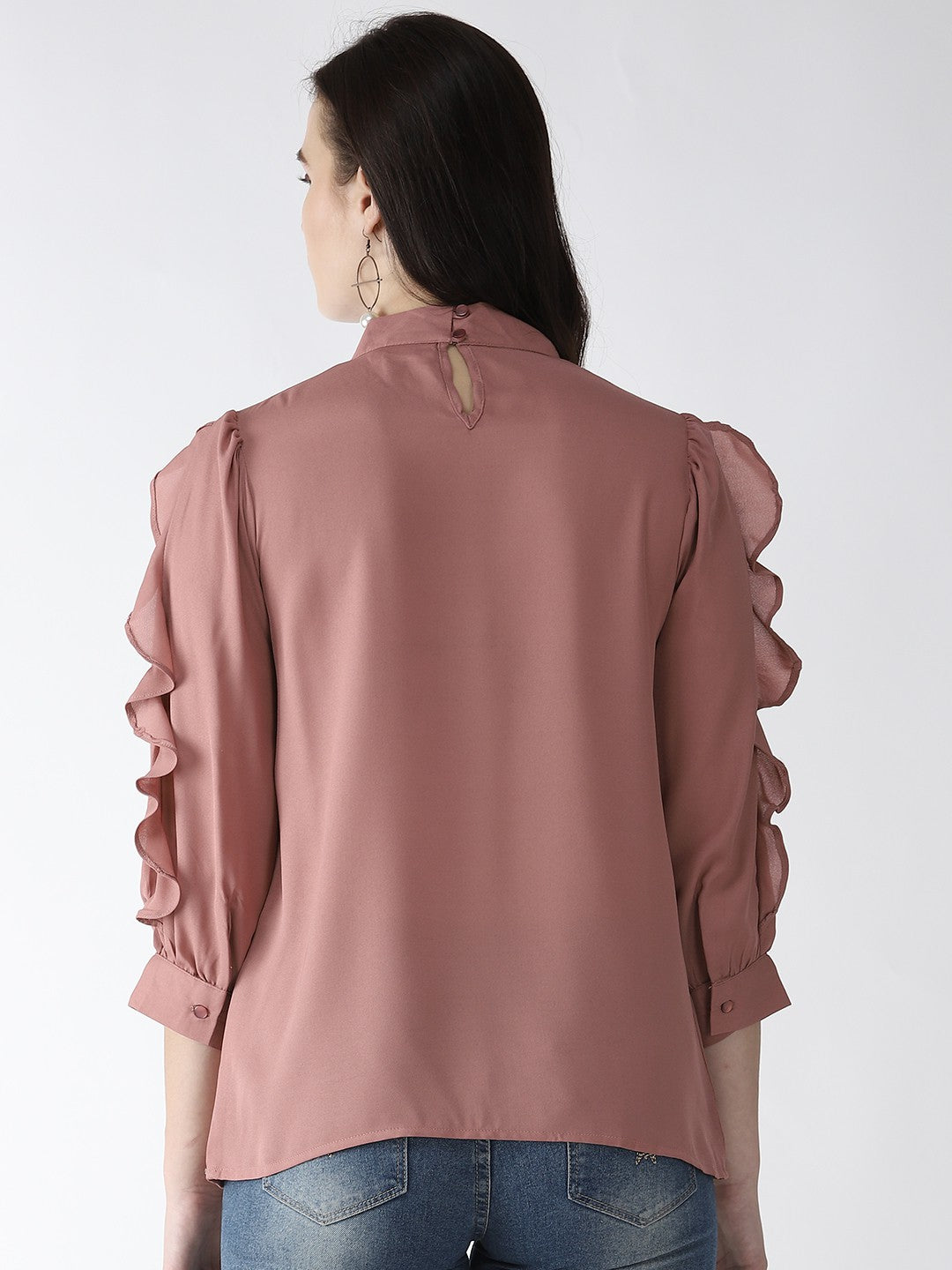 plusS Rose Frill Detail Top with Mini Scarf