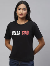 White Bella Ciao Money Heist Song Print Cotton T-shirt