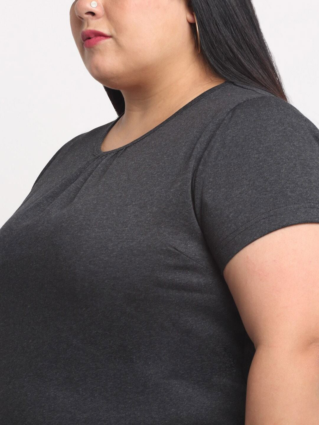 plusS Women Plus Size Charcoal T-shirt