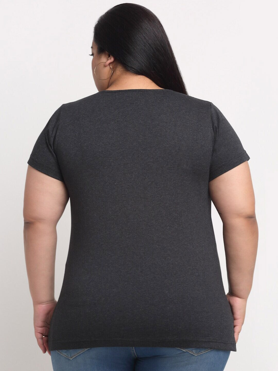 plusS Women Plus Size Charcoal T-shirt