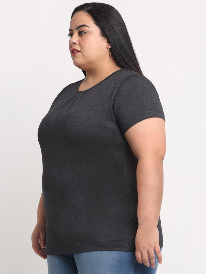 plusS Women Plus Size Charcoal T-shirt