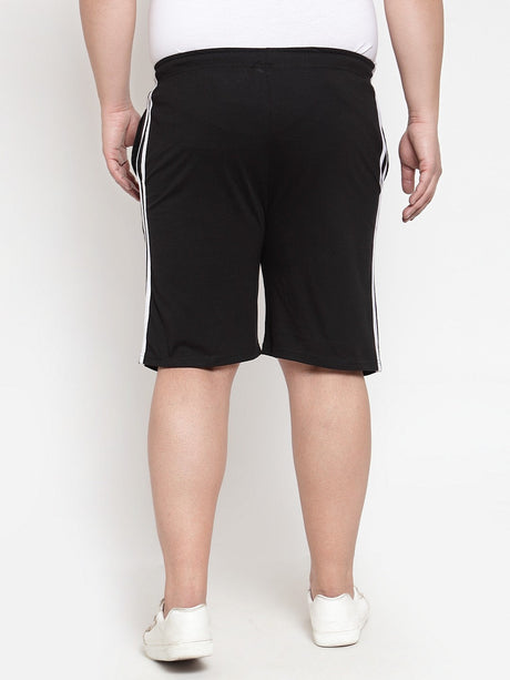 plusS Men Black Solid Regular Fit Sports Shorts