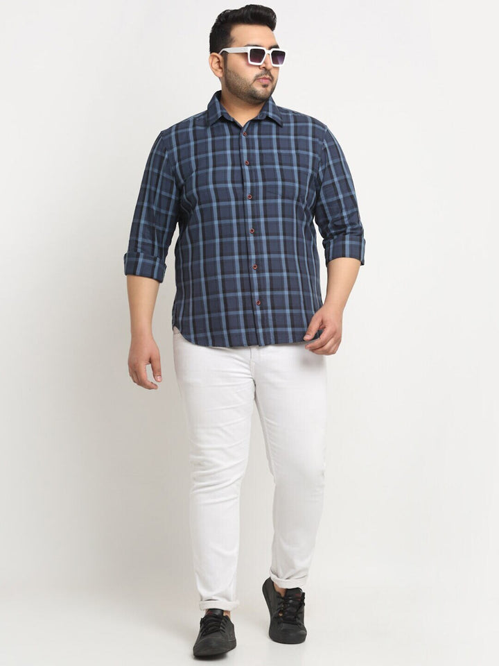 plusS   Tartan Checked Casual Cotton Shirt