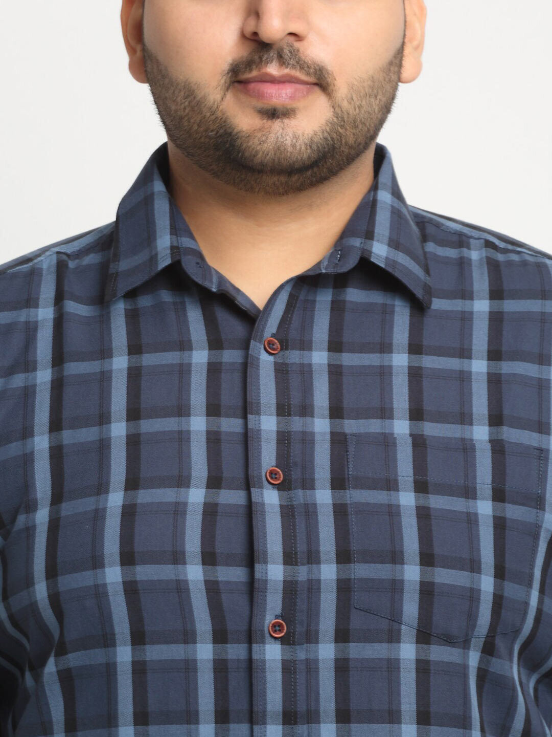 Plus Size   Tartan Checked Casual Cotton Shirt