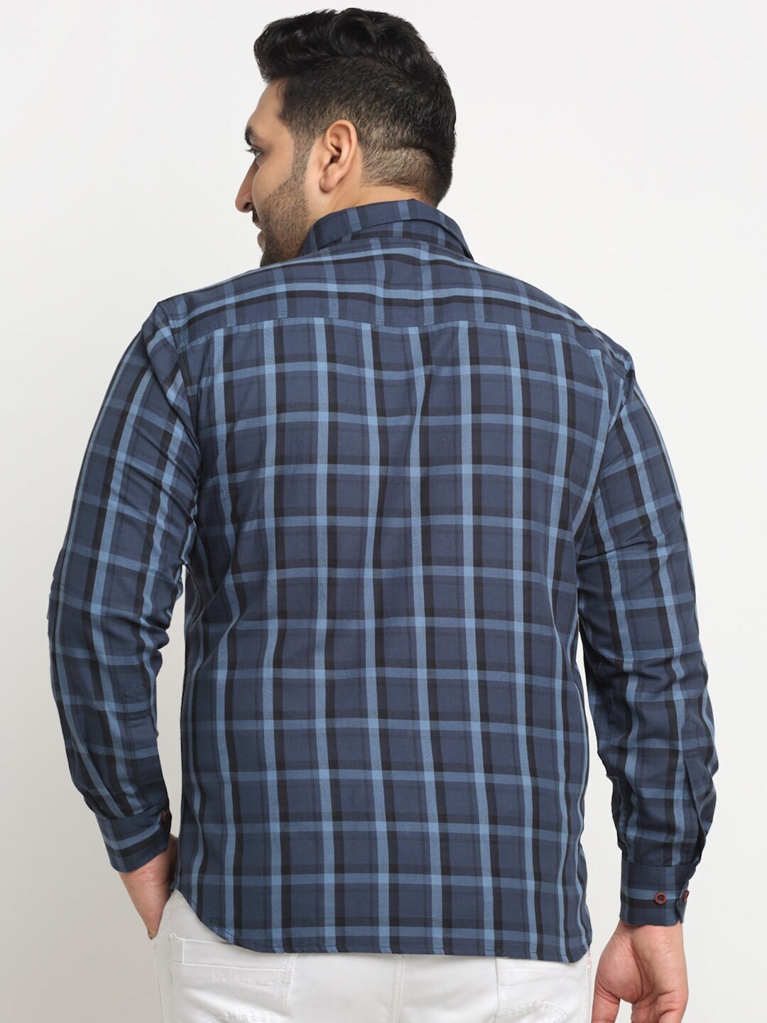 plusS   Tartan Checked Casual Cotton Shirt