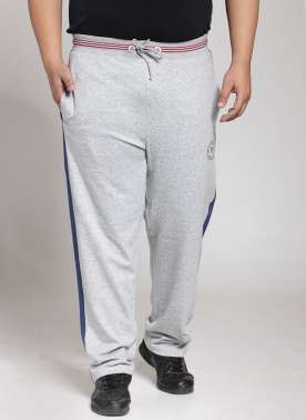 Men Grey Melange Straight-Fit Trackpant