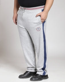 Men Grey Melange Straight-Fit Trackpant