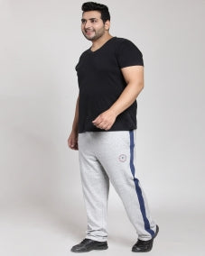 Men Grey Melange Straight-Fit Trackpant