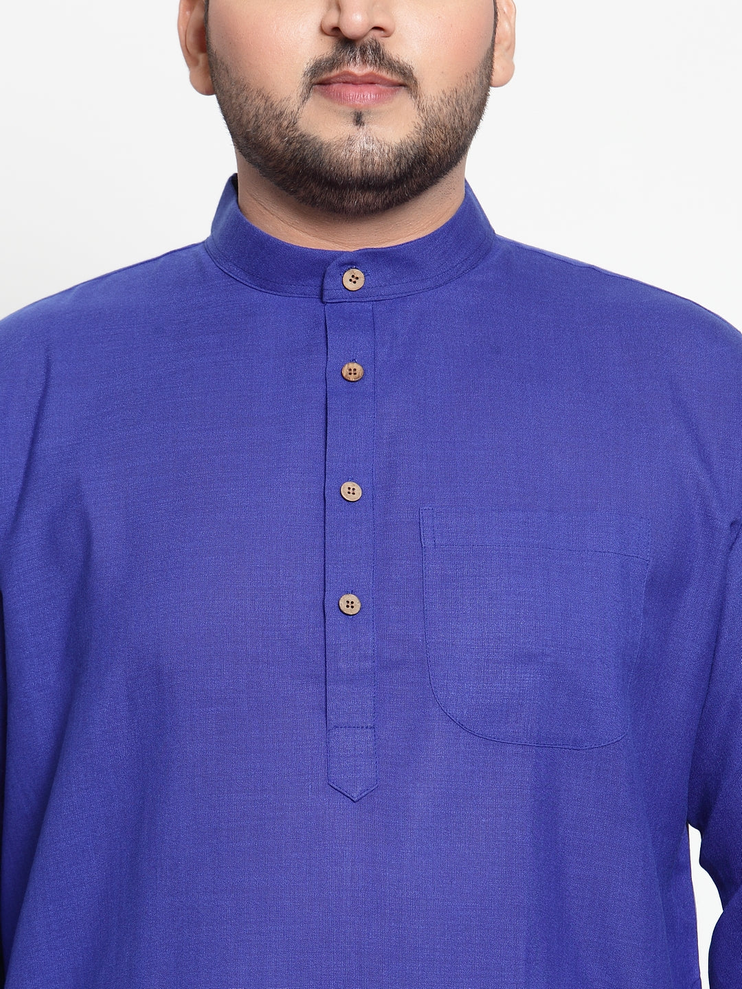 plusS Men Blue  White Solid Kurta with Pyjamas