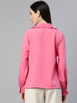 plusS Women Pink Regular Fit Casual Shirt