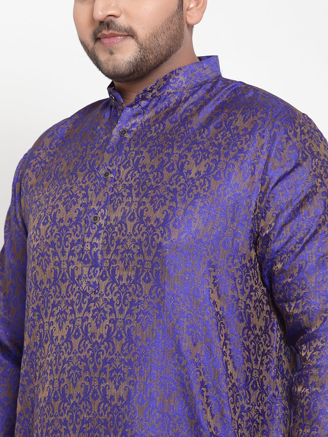 plusS Men Purple  White Self Design Kurta with Pyjamas