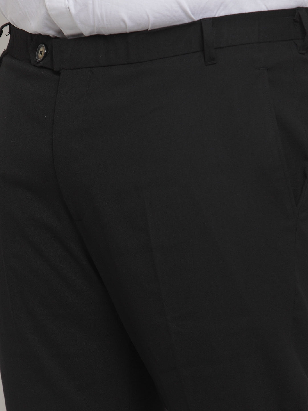 Men Black Regular Fit Solid Formal Trousers