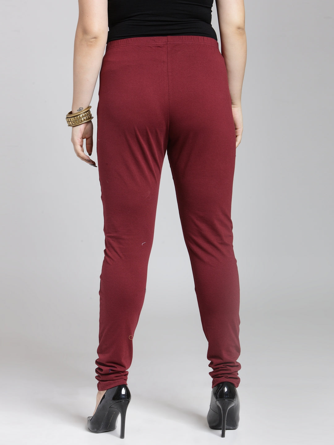 Maroon Churidar-Length Leggings