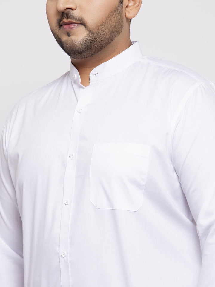 plusS Plus Size Men White Casual Shirt