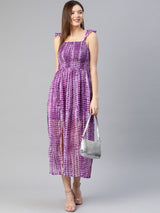 Pluss Chic Purple and White Dyed Smocked Dress
