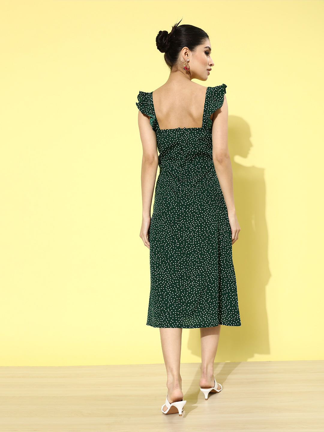 plusS Women Green Printed A-Line Dress