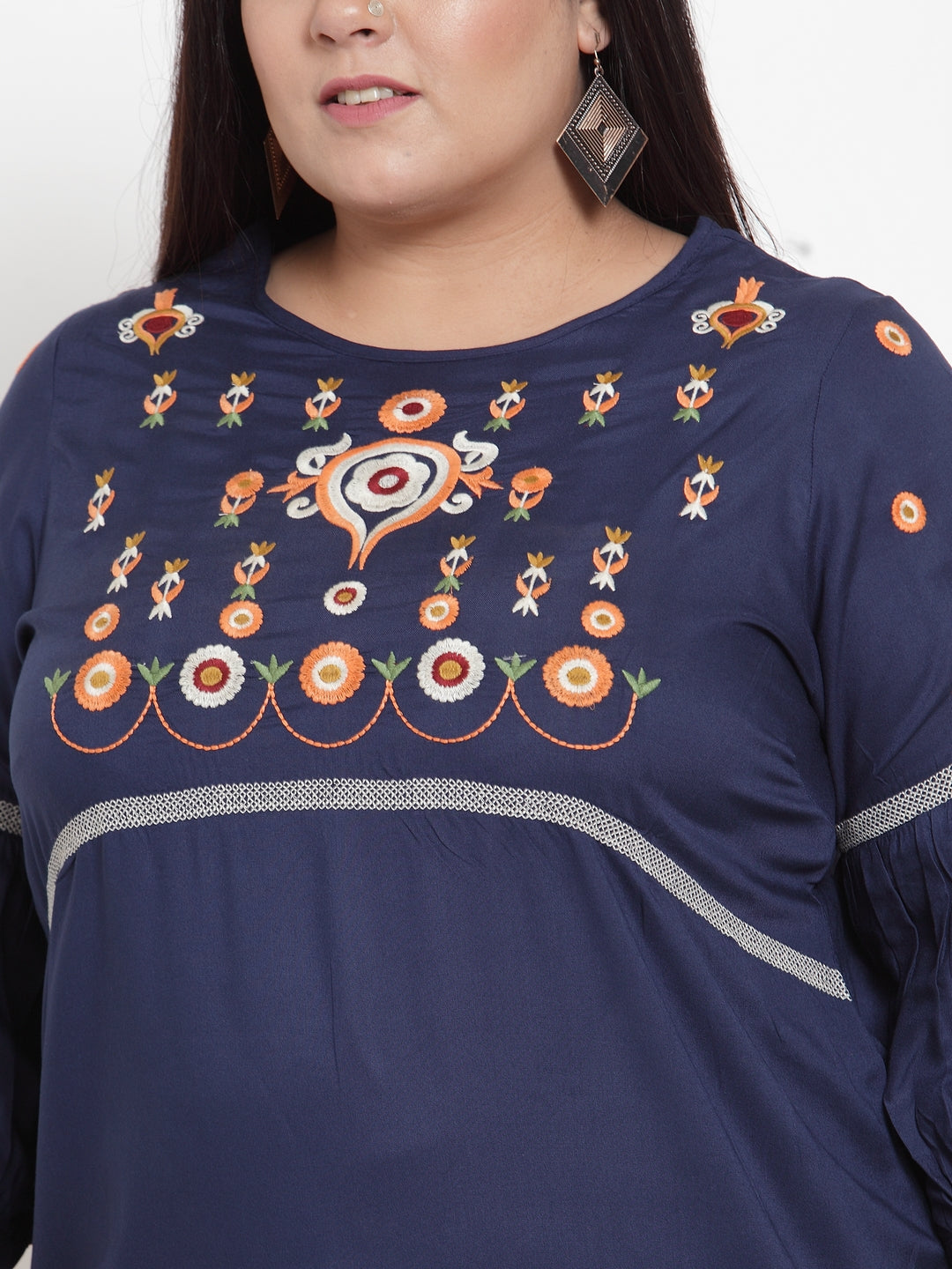 Women Navy Blue Printed Top