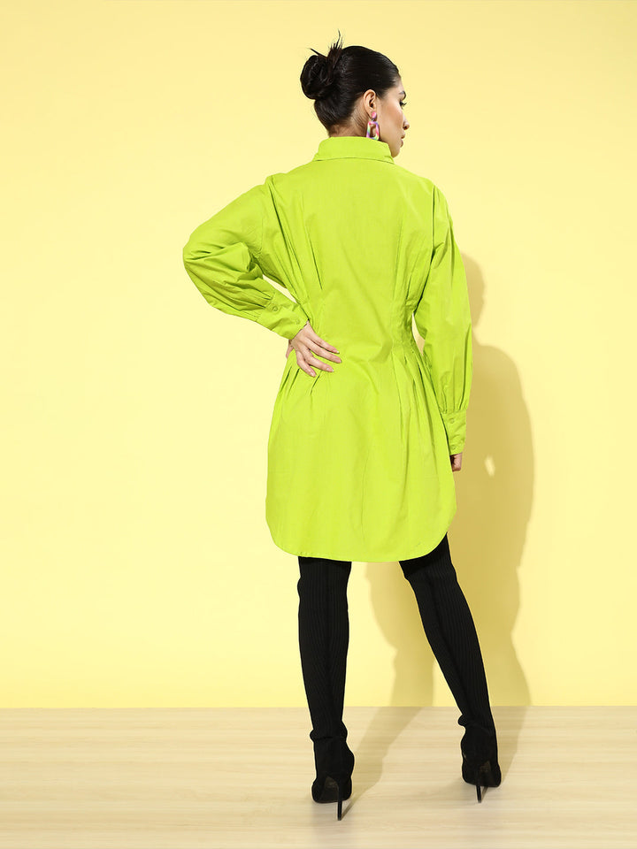 plusS Women Green Solid Shirt Dress