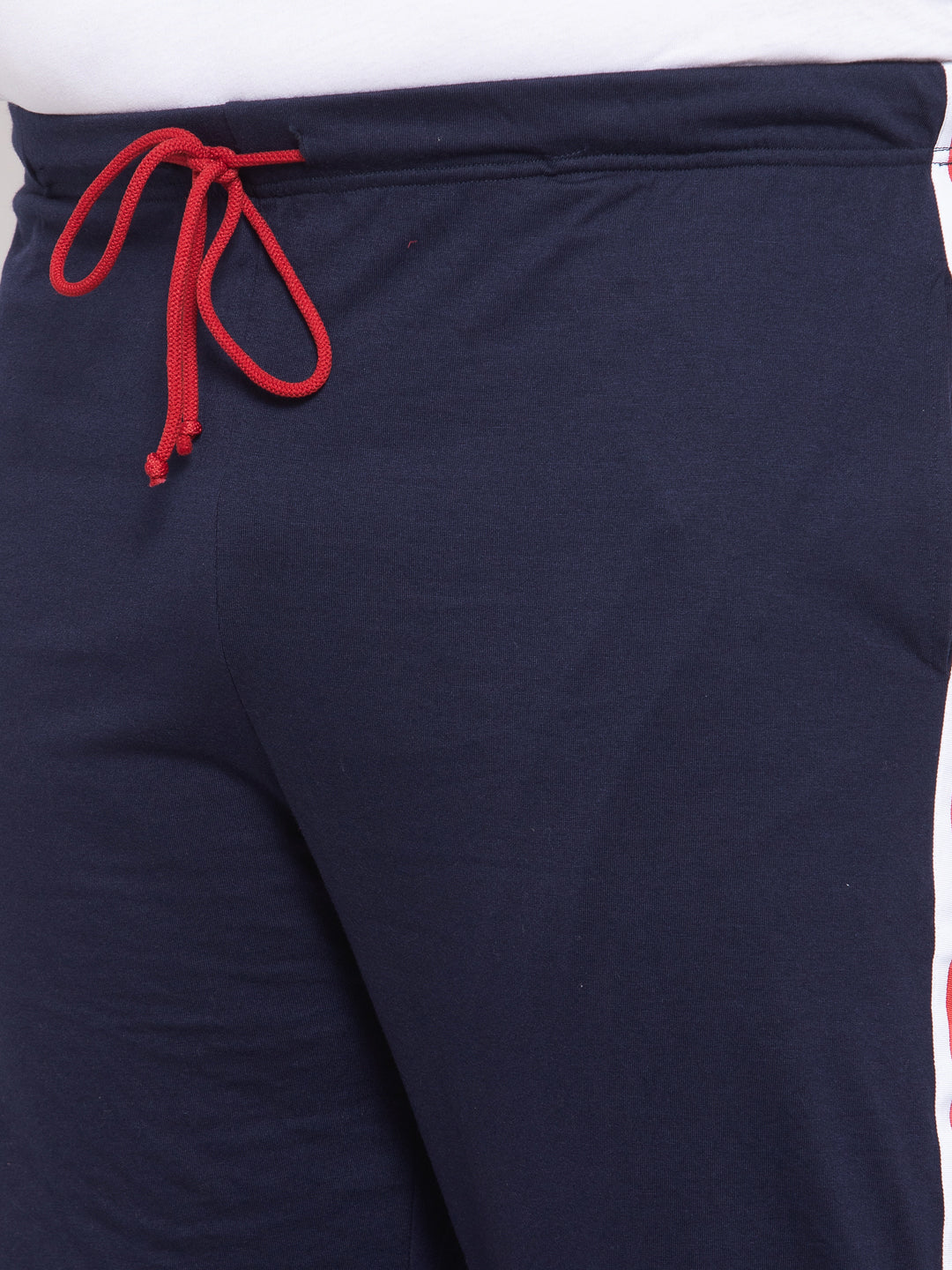 Men Navy Blue & Red Solid Straight-Fit Track Pants