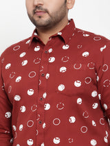 Men Maroon Regular Fit Printed Casual Shirt