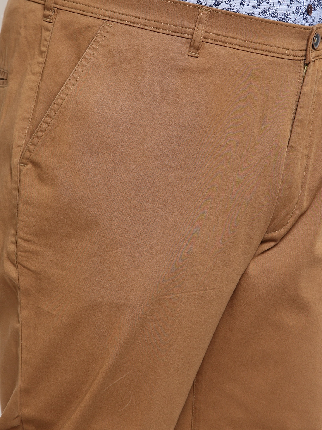 Khaki Men's cotton Trouser with back cut pocket