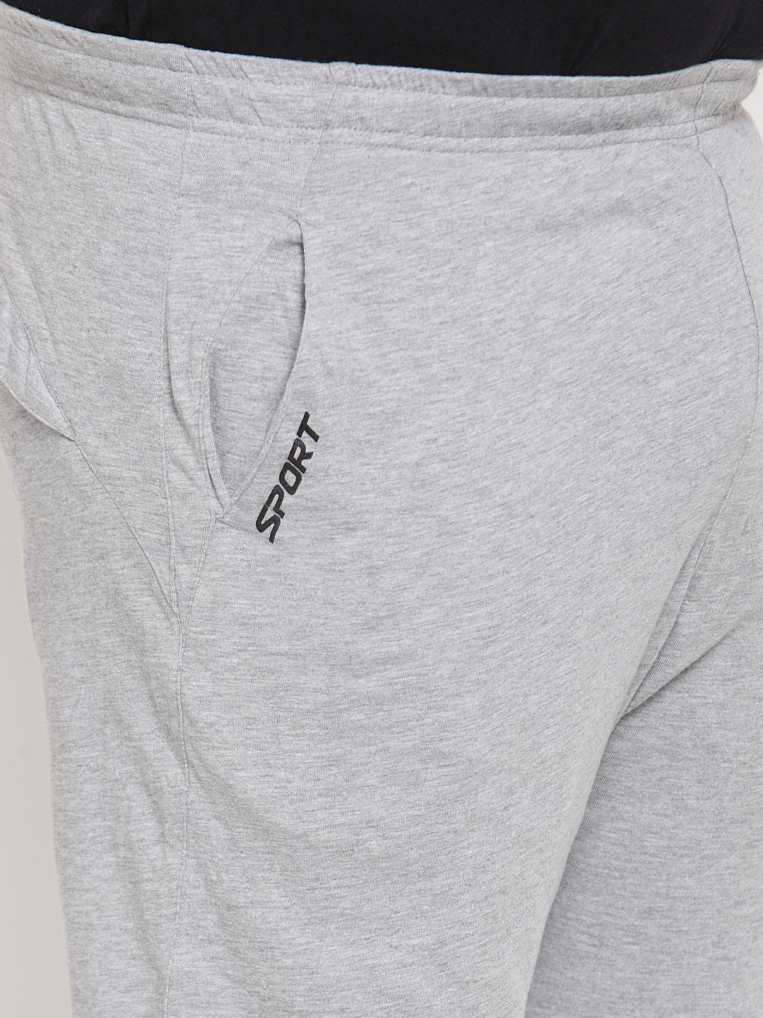 plusS Men Grey Melange Regular Fit Track Pants