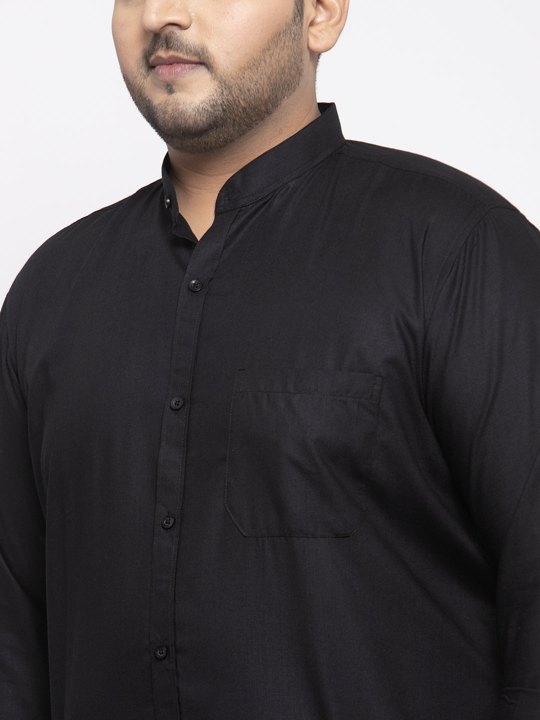 plusS Men Black Plus Size Casual Shirt