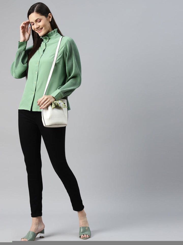 plusS Green Shirt Style Top