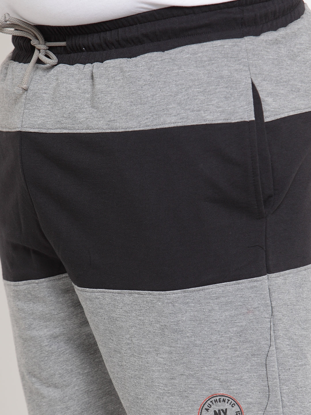 Men Black& Grey Mid-Rise Colourblocked Regular Shorts