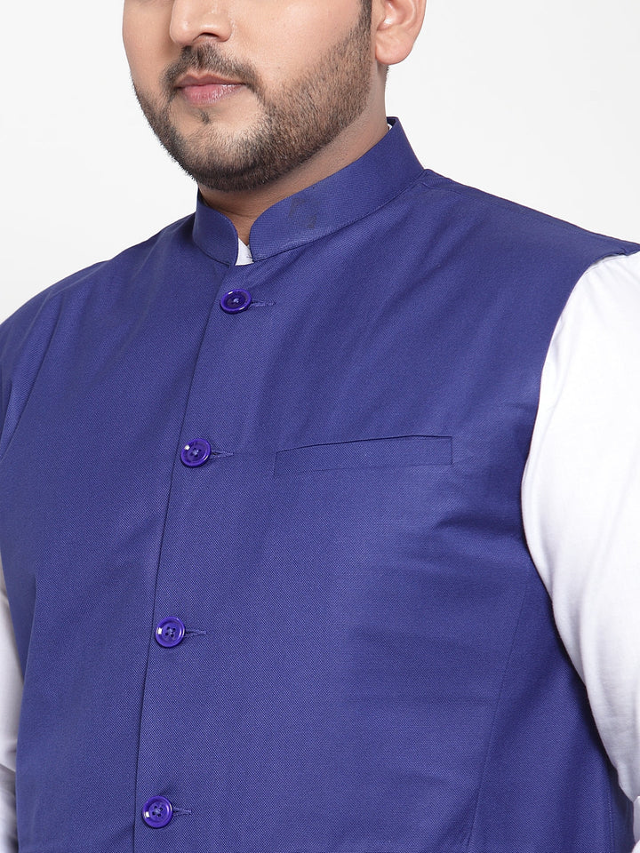 Men Blue Solid Waistcoat